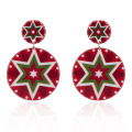 Shangjie OEM Christmas 2021 Gift Fashion Geometric Earrings for Women Cute Cartoon Printed Earrings Set Christmas Resin Earrings